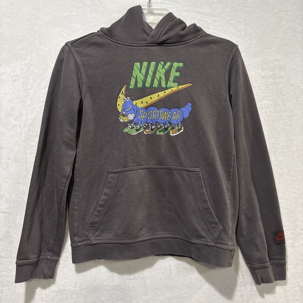 NIKE Sportswear Caterpillar Hooded Sweatshirt Hoodie Big Kid Boys Large Grey